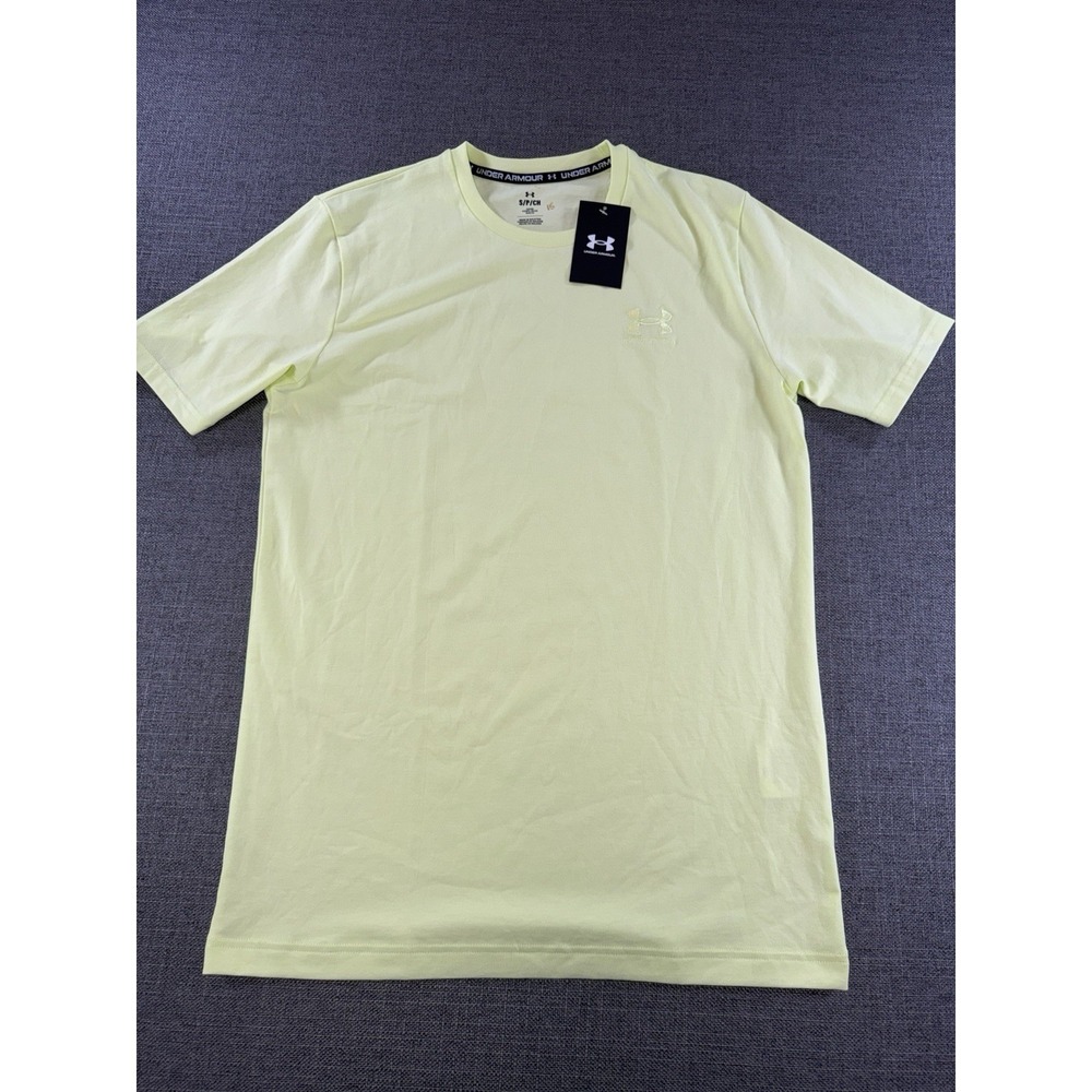 Under Armour Men's Small Yellow HeatGear T-Shirt Loose Fit Short Sleeve NWT